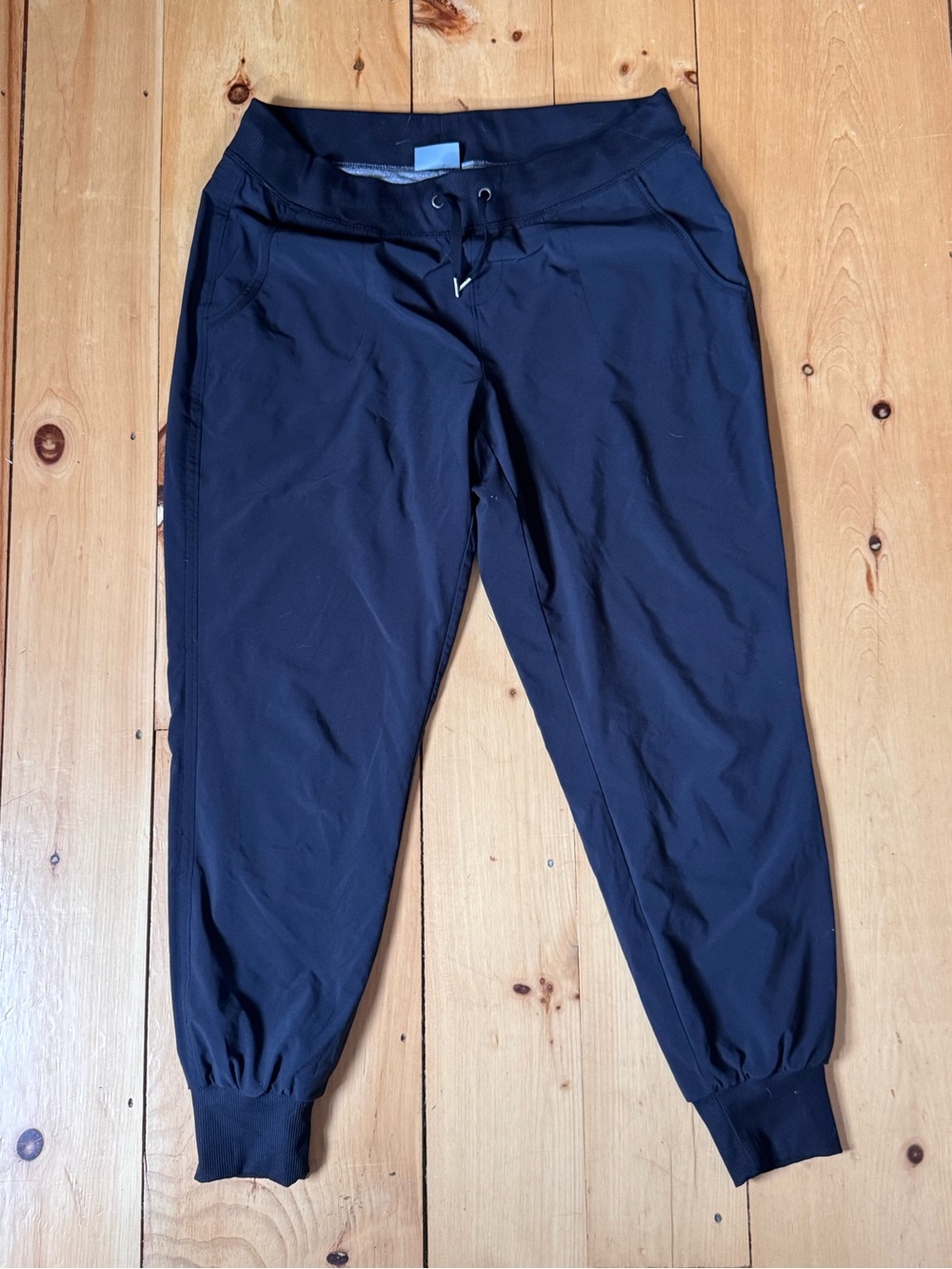 Athleta Black Ribbed Waistband Joggers with Heather Gray Lining